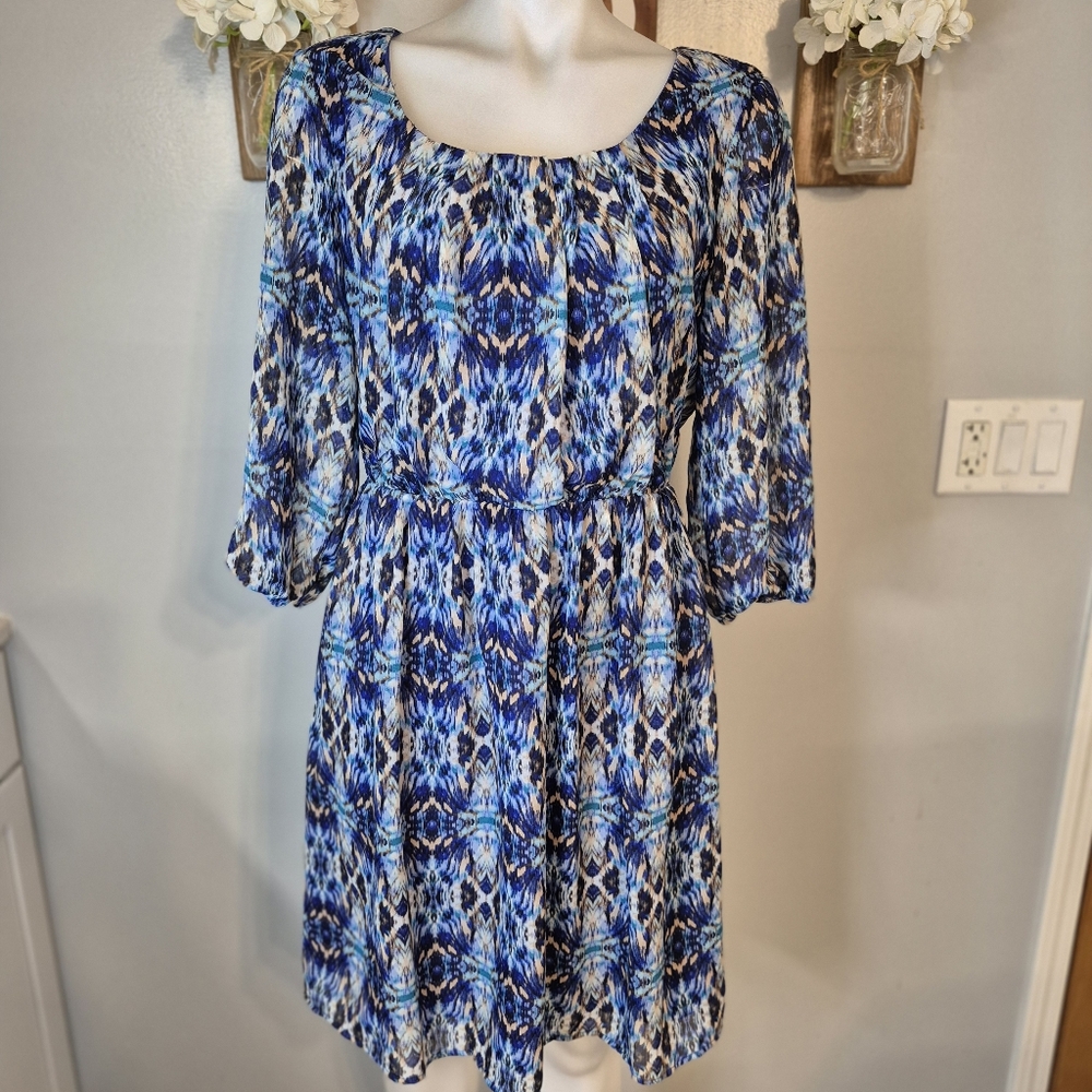 Luxology Aztec Style 3/4 Sleeve Midi Dress